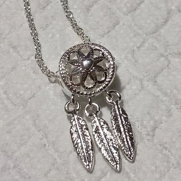 925 Sterling Silver Plated Dream Catcher Necklace - Picture 5 of 11